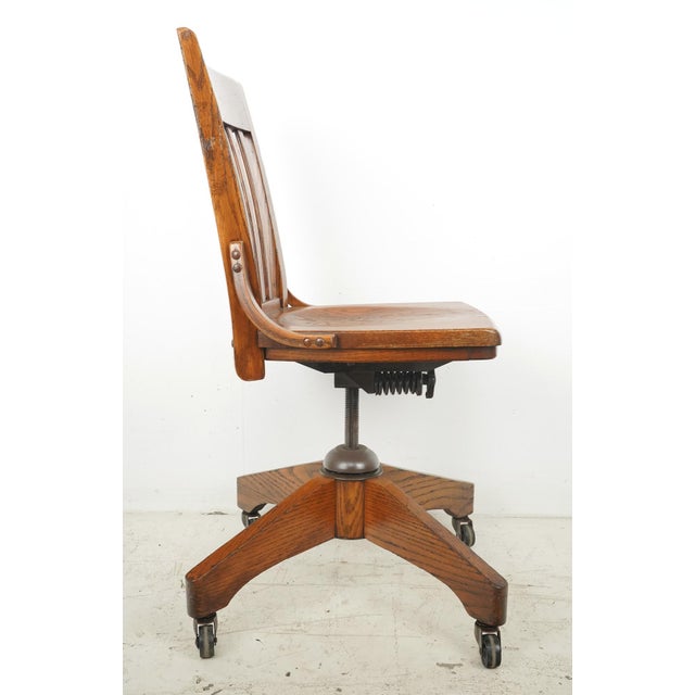 Antique Quarter Sawn Oak Swivel Desk Chair For Sale - Image 11 of 11