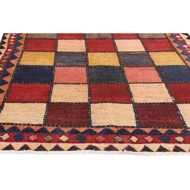 Vintage Persian Checkerboard Rug - 04'07 X 09'02 For Sale - Image 4 of 9