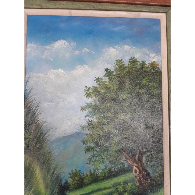 Textile "Down by the River" Landscape Oil Painting Signed E.Walker, Framed For Sale - Image 7 of 9