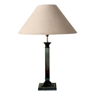 Verdigris Column Table Lamp, 1950s For Sale