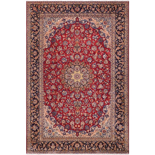 Medallion Red/Blue Wool Rug - 10'0'' X 13'1'' For Sale - Image 10 of 10