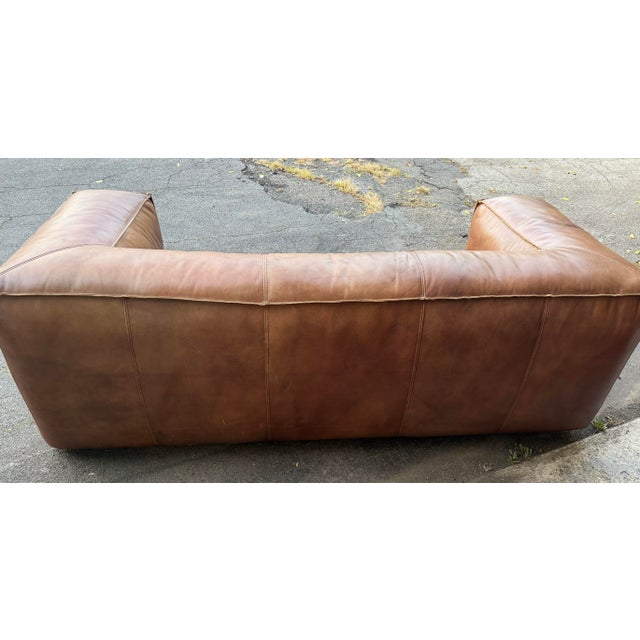 Animal Skin Restoration Hardware Leather Fulham Sofa For Sale - Image 7 of 8