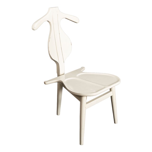 Valet Chair in White Lacquered Wood by Hans J. Wegner, 1950s For Sale