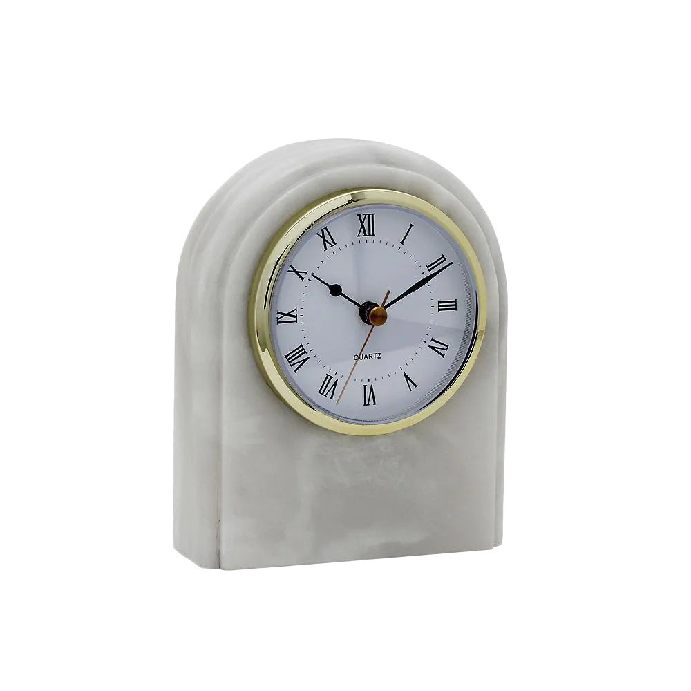 Pearl White Marble Desk Clock Chairish