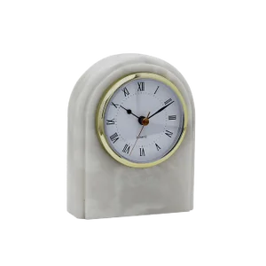 Pearl White Marble Desk Clock
