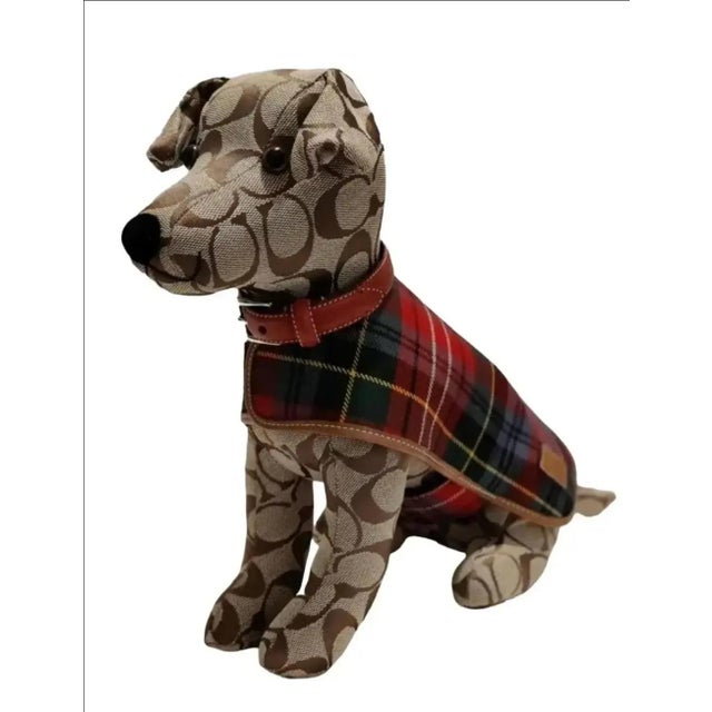 Vintage Coach Leather Signature Stuffed Collectible Khaki Display Dog For Sale - Image 12 of 12
