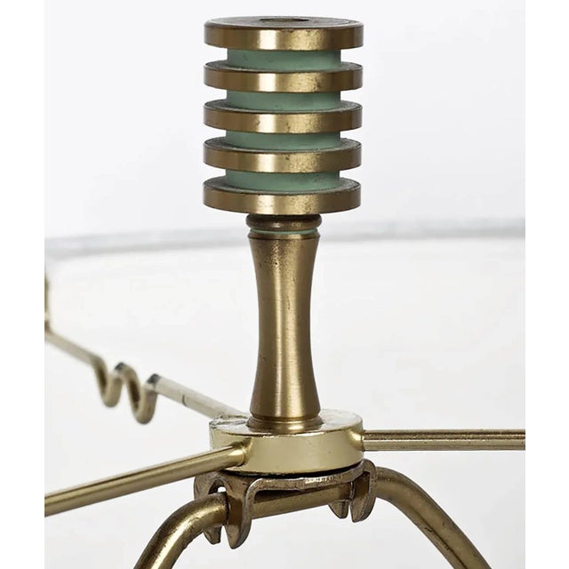 1940s Cattails Negative-Relief Brass Table Lamps - a Pair For Sale - Image 4 of 5