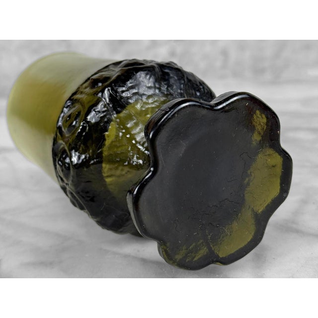 Glass Vintage Gothic Brutalist Olive Green Glass Goblet Drinking Glasses - A Pair For Sale - Image 7 of 7