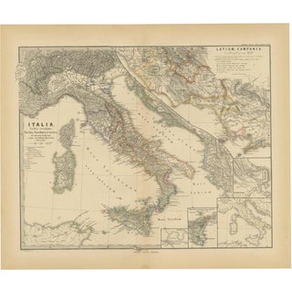 Map of Roman Italy and Provinces, 1880s For Sale