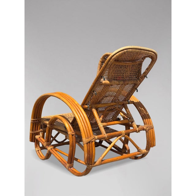 1950s Mid-Century Italian Bamboo & Rattan Chaise Longue Sun Lounger, 1950 For Sale - Image 5 of 12