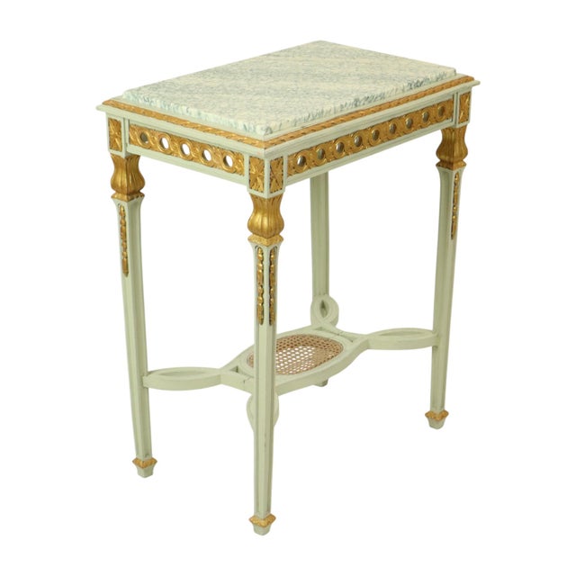 Antique Louis XVI Gilded Console Side Table in Green Marble, 1890s For Sale - Image 16 of 18