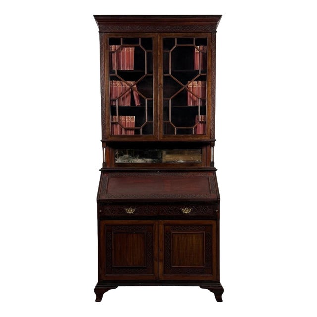 Antique Early 20th Century English Chippendale Revival Bureau For Sale