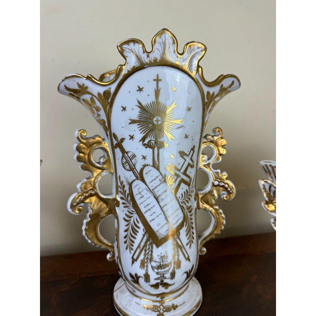 Porcelain Altar Vases in Porcelain, Set of 3 For Sale - Image 6 of 7