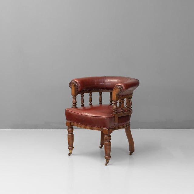 Leather Desk Chair, 1880 For Sale - Image 3 of 8