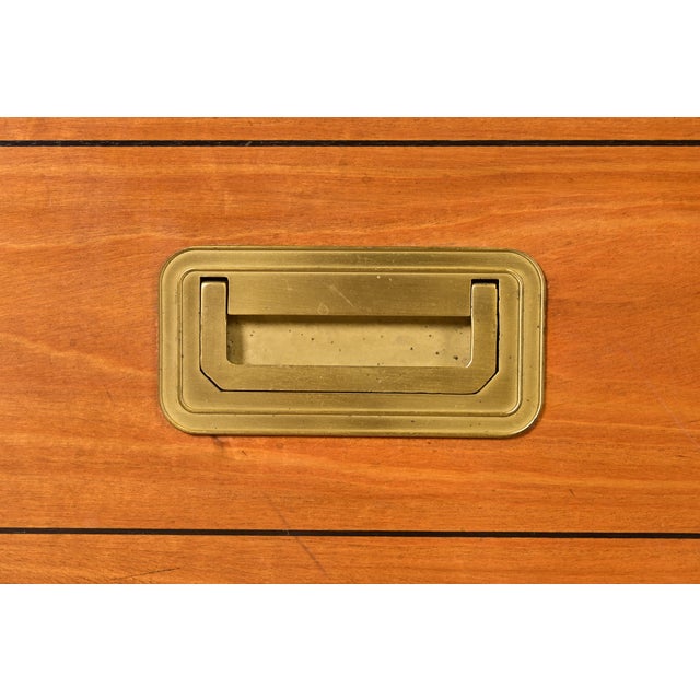 Brown Baker Furniture Mid-Century Hollywood Regency Campaign Satinwood Desk or Executive Credenza, Circa 1960s For Sale - Image 8 of 12