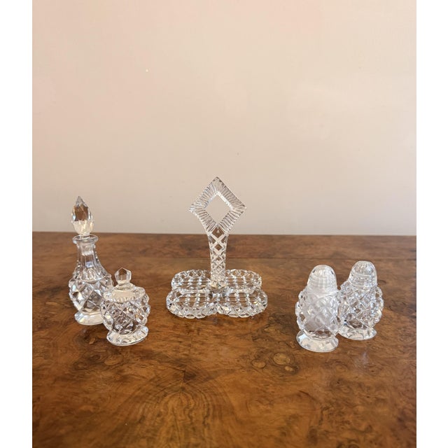 1900 - 1909 Antique Edwardian Cut Glass Cruet, 1900, Set of 5 For Sale - Image 5 of 6