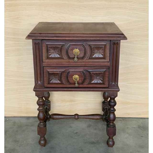 20th Century Pair of Spanish Nightstands with Two Drawers and Iron Hardware For Sale - Image 10 of 18