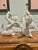 Vintage Department 56 “Winter Silhouettes” White Porcelain Angels With Brass Trumpets - A Pair For Sale - Image 4 of 9