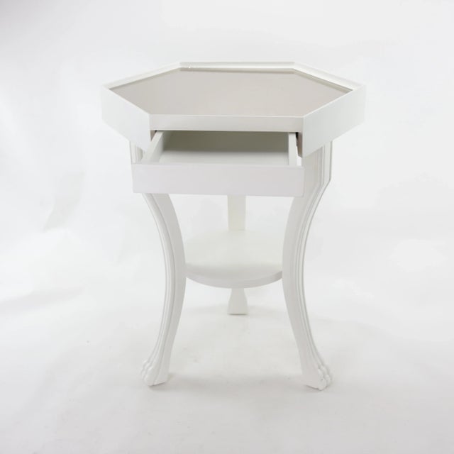 2000 - 2009 Hexagon White Side Table With Mirror Top，coffee Table For Sale - Image 5 of 7