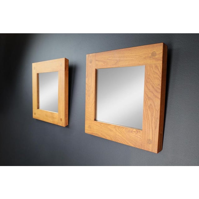 Mid-Century Modern Mirrors in Elm by Pierre Chapo, France, 1970s, Set of 2 For Sale - Image 3 of 18