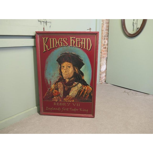Wooden Iron Framed Hanging Pub Sign with The King's Head Motif, 1930 For Sale - Image 6 of 8