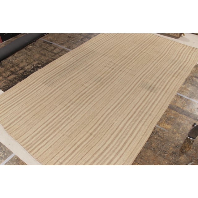 Traditional 1950s Vintage Kilim Rug in Beige, Brown Panel Style, Striped Patterns For Sale - Image 3 of 8