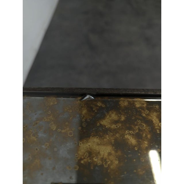 Glass Neoclassical Side Table in Wrought Iron and Glazed Glass For Sale - Image 7 of 8