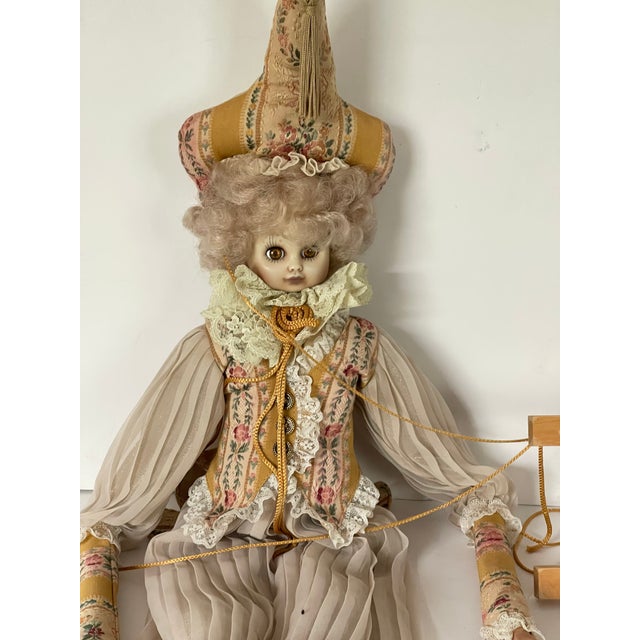 Vintage handmade 36” large marionette doll theater doll in unique handmade clothing. Collectible