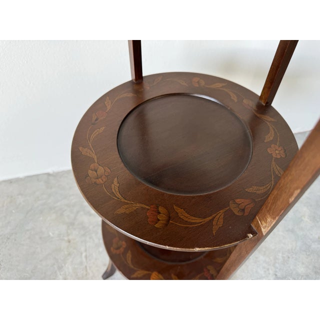 Vintage Mahogany Three- Tier Muffin Plant Stand For Sale - Image 4 of 12