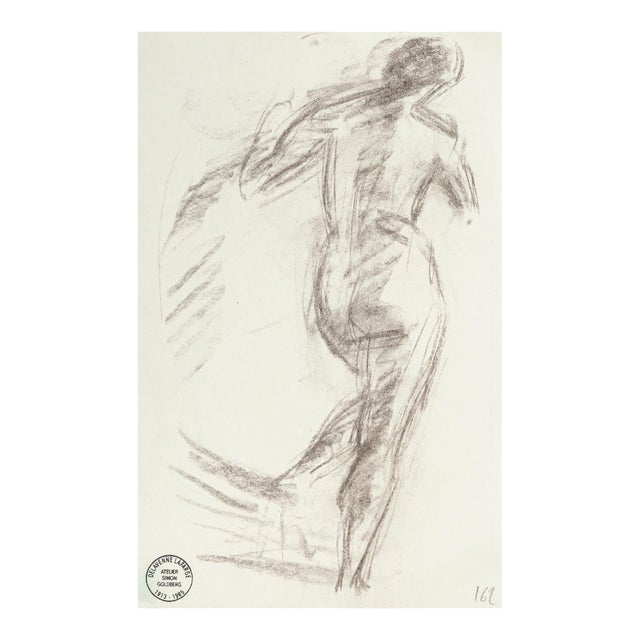 Nude from the Back - Original Pencil Drawing by S. Goldberg - Mid 20th Century Mid 20th Century For Sale
