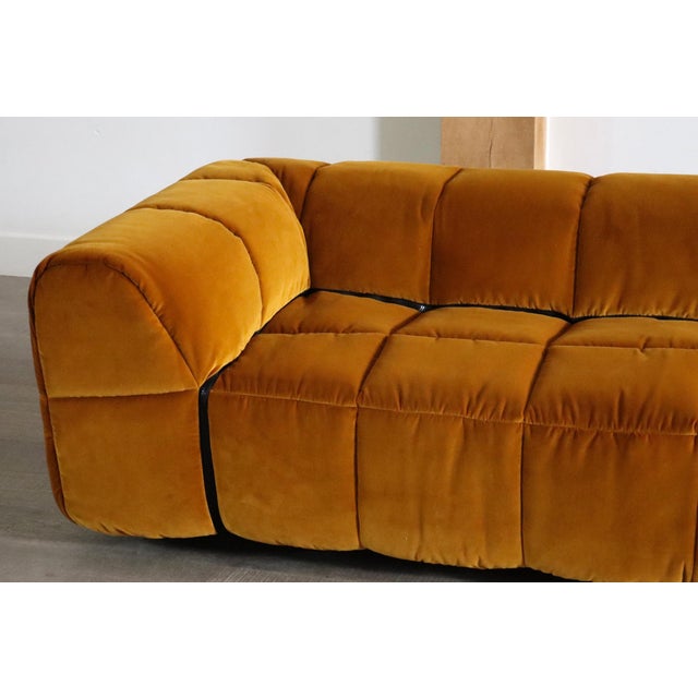 Textile Strips Sofa in Velvet by Cini Boeri for Arflex, Italy, 1968, Set of 4 For Sale - Image 7 of 14