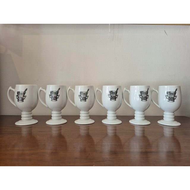 1960s 1960s Apothecary Kaysons Pedestal Mugs Set of Six For Sale - Image 5 of 6