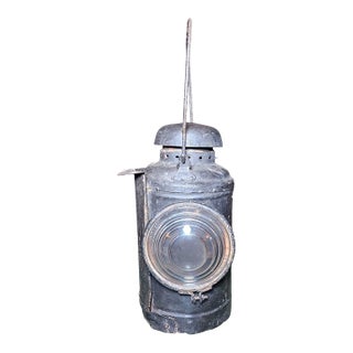 Antique 1920s Industrial Adlake Locomotive Signal Lantern With Fresnel Lens For Sale