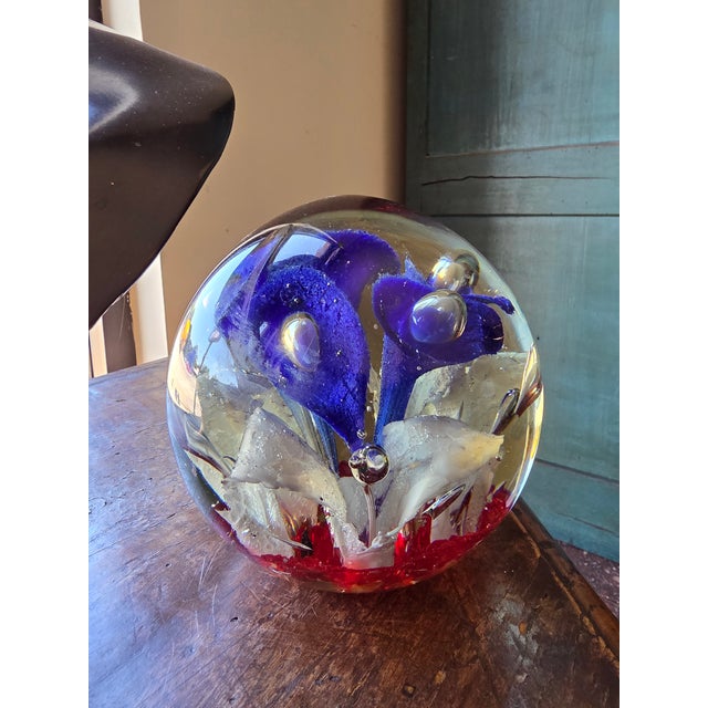 Antique Patriotic Red White and Blue Glass Door Stop For Sale In San Antonio - Image 6 of 12