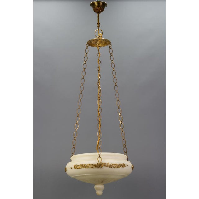 French Neoclassical Style White Alabaster, Gilt Bronze and Brass Pendant Light, 1890s For Sale - Image 17 of 18