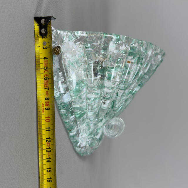 Murano Glass Wall Lamp with Green and White Graniglia Flakes, 1970s For Sale - Image 15 of 17