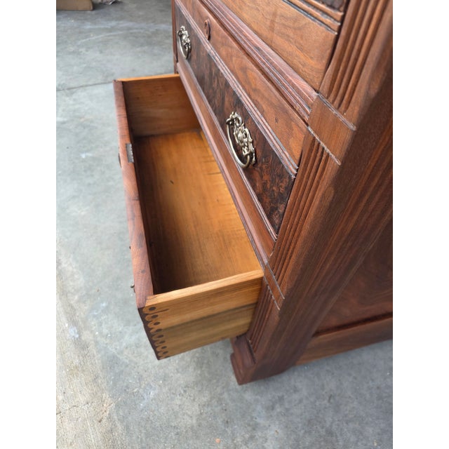 Antique Eastlake Walnut Dresser | Late 19th Century | Professionally Restored | Original Hardware For Sale - Image 10 of 12