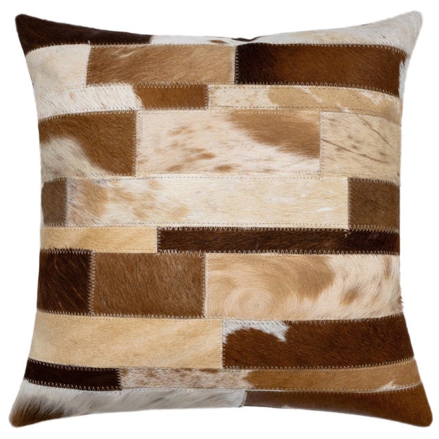 Pair of Canvello Genuine Cowhide Leather Decorative Throw Pillows With Feather Down Insert Included For Sale In San Francisco - Image 6 of 9