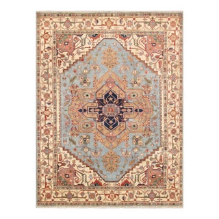Pasargad Home Serapi L. Blue Wool Area Rug, 8'11'' X 9' 0'' For Sale