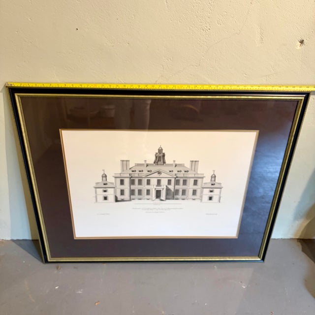 Black 1980s Eaton Hall, Cheshire - Architectural Print in Gilt & Black Frame For Sale - Image 8 of 11