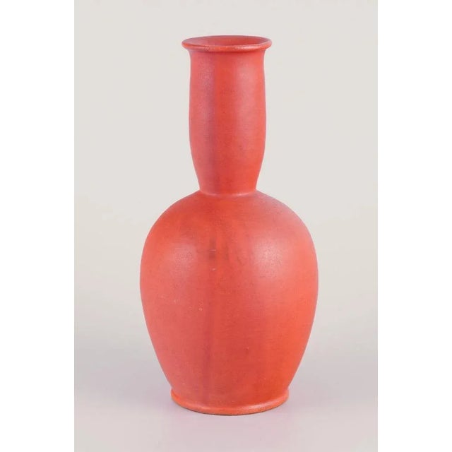 Ceramic Vase with Orange Uranium Glaze by Svend Hammershøi for Kähler, 1930s For Sale - Image 4 of 8