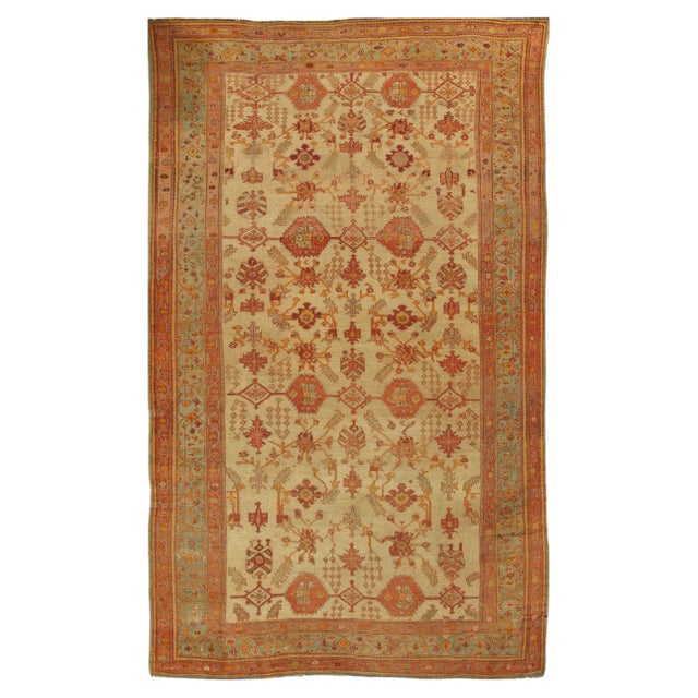 Late 19th Century Turkish Oushak Rug Soft Ivory Field, Terracotta & Gold Tones For Sale - Image 18 of 18