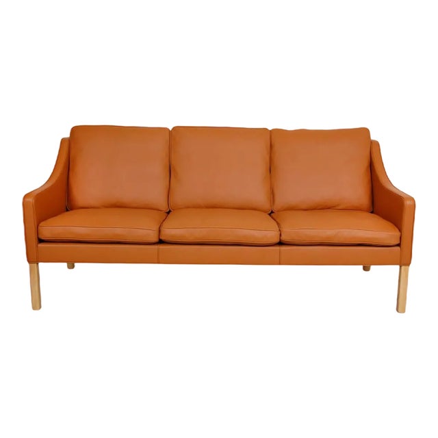 Model 2209 Sofa in Cognac Bison Leather by Børge Mogensen for Fredericia For Sale
