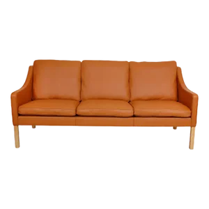 Model 2209 Sofa in Cognac Bison Leather by Børge Mogensen for Fredericia