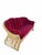Coastal Vintage Coastal Wicker Sofa With Channel-Tufted Cranberry Cushions For Sale - Image 3 of 10