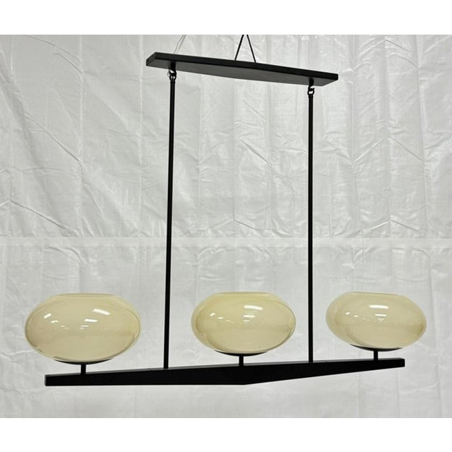 2020s Marian Jamieson "Spyglass" Chandelier Antique Brass Shell White Glass For Sale - Image 5 of 18