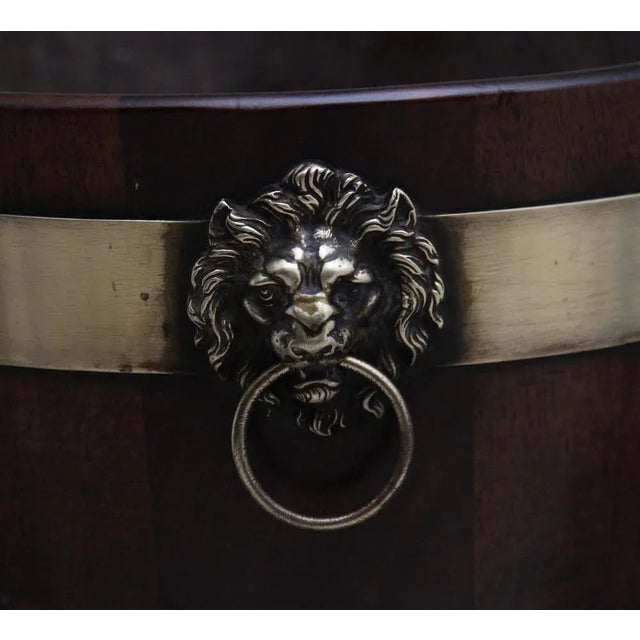 Wood 18th Century Mahogany and Brass Bound Oval Wine Cooler with Stand, 1770s, Set of 2 For Sale - Image 7 of 12
