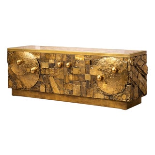 Handcrafted Brass and Bronze Credenza from Justfurnituress SRL For Sale