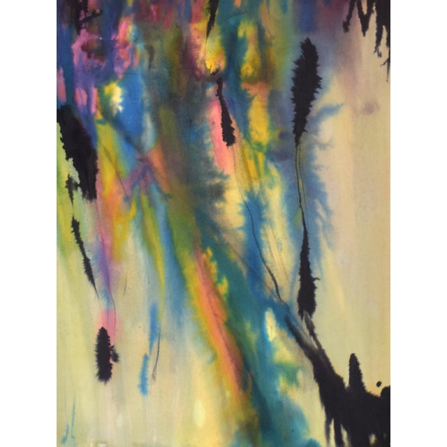 1960s Large Vintage Mid Century Abstract Expressionist Watercolor Painting by Gene Hutner For Sale - Image 5 of 6