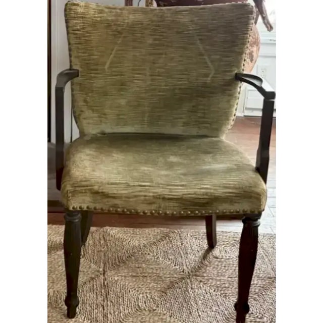 Mid Century Arm Chair in Velvet With Nail Heads For Sale In New York - Image 6 of 11